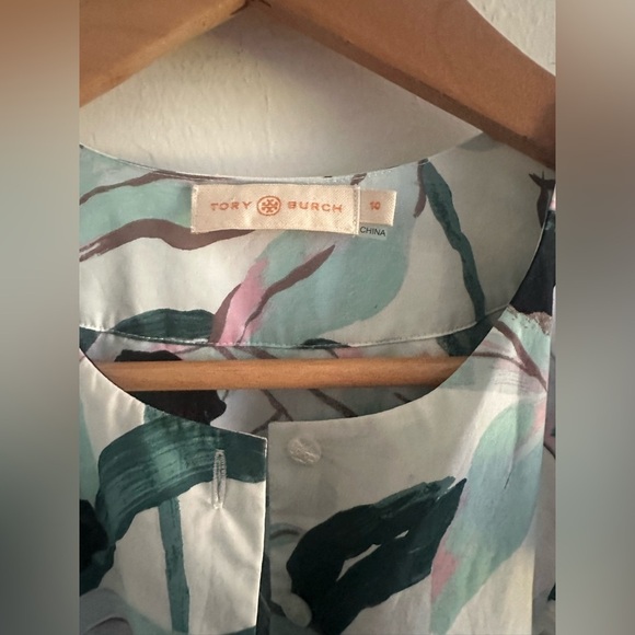 Tory Burch Floral Smoked Printed Dress Ivory Desert Sz M - Picture 6 of 7